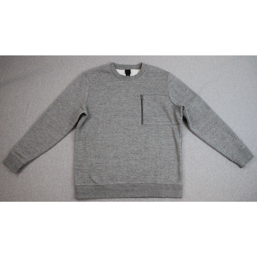 H&M Sweatshirt Mens Large Gray Cotton Blend Fleece Lined Crewneck Pullover